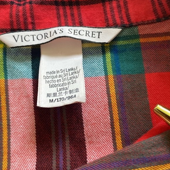 Victoria’s Secret Flannel Plaid One Piece PJ Shorts Romper Medium - Picture 8 of 9